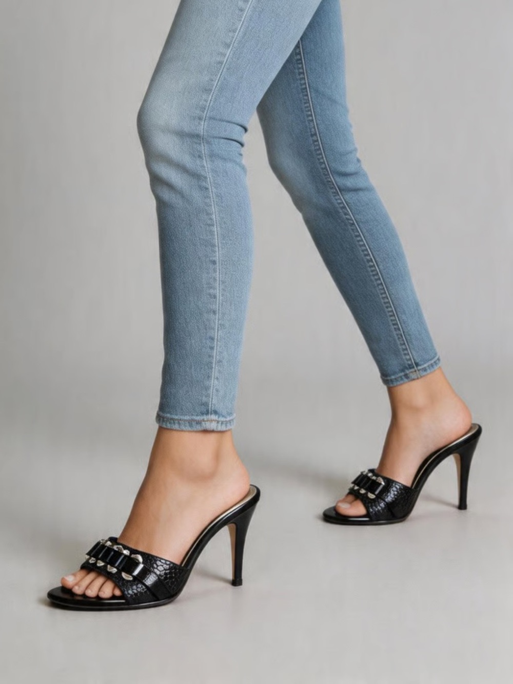 WHBM | Black Heeled Mules Sz 7